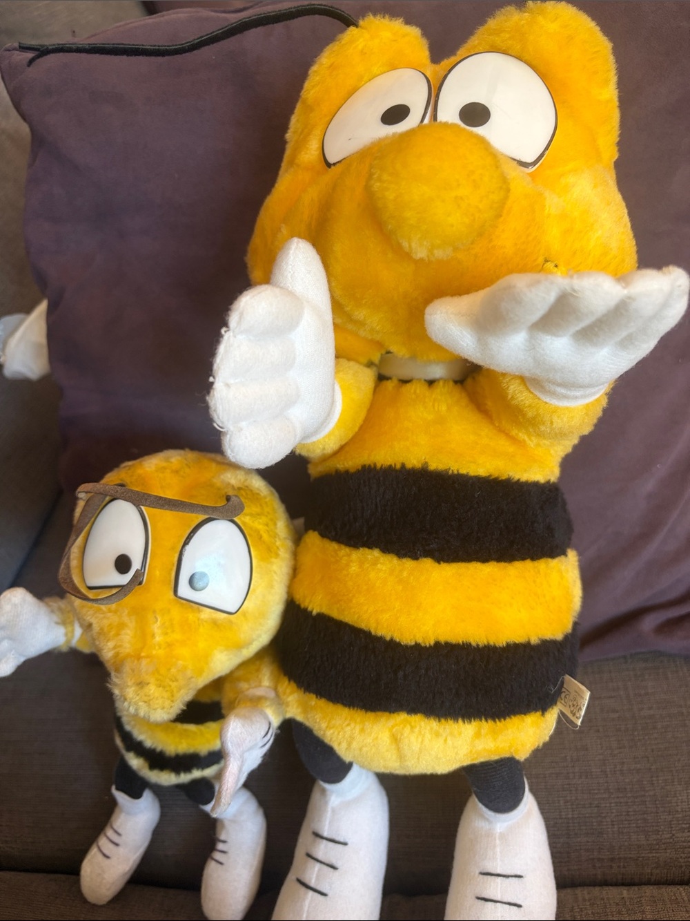 Cute cuddly bees - one big and one little